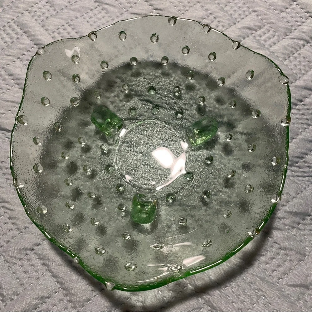 2 Vintage Hobnail Glass Dishes